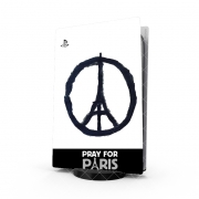Autocollant Playstation 5 - Skin adhésif PS5 Pray For Paris - Tour Eiffel