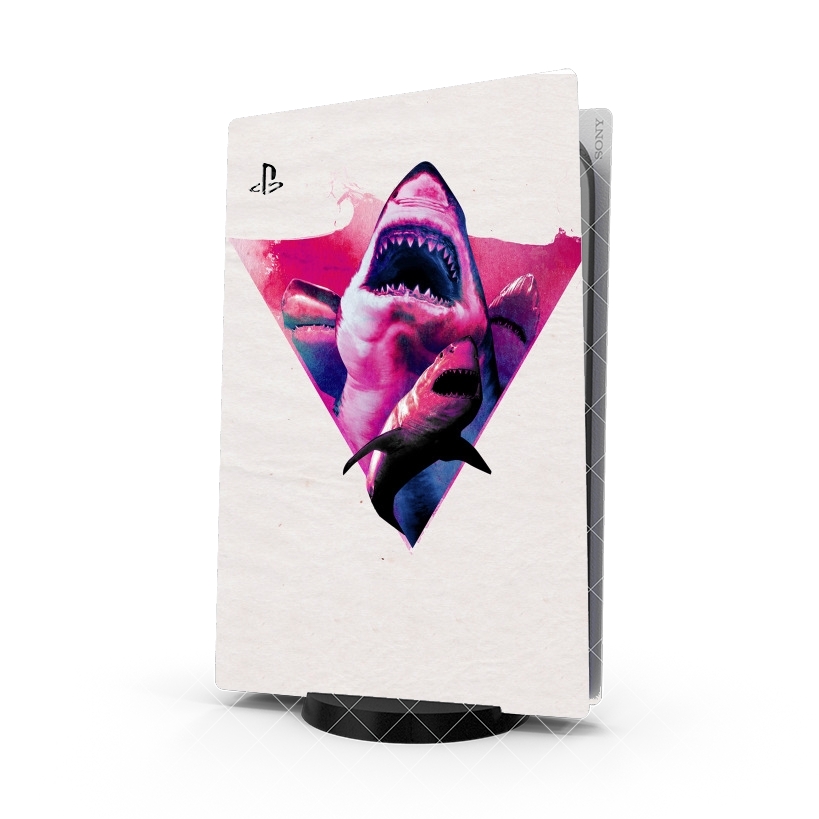 Autocollant Playstation 5 - Skin adhésif PS5 Requin violet