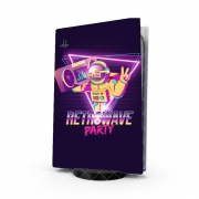 Autocollant Playstation 5 - Skin adhésif PS5 Retrowave party nightclub dj neon