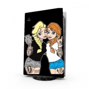 Autocollant Playstation 5 - Skin adhésif PS5 Sisters Selfie Tatoo Punk Elsa Anna