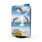 Autocollant Playstation 5 - Skin adhésif PS5 The Heart Of The Dolphins
