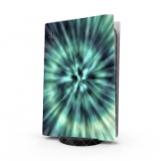 Autocollant Playstation 5 - Skin adhésif PS5 TIE DYE - GREEN AND BLUE