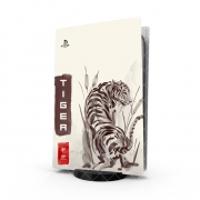 Autocollant Playstation 5 - Skin adhésif PS5 Tiger Japan Watercolor Art