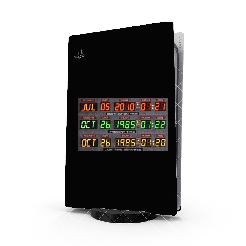 Autocollant Playstation 5 - Skin adhésif PS5 Time Machine Retour vers le futur cadran