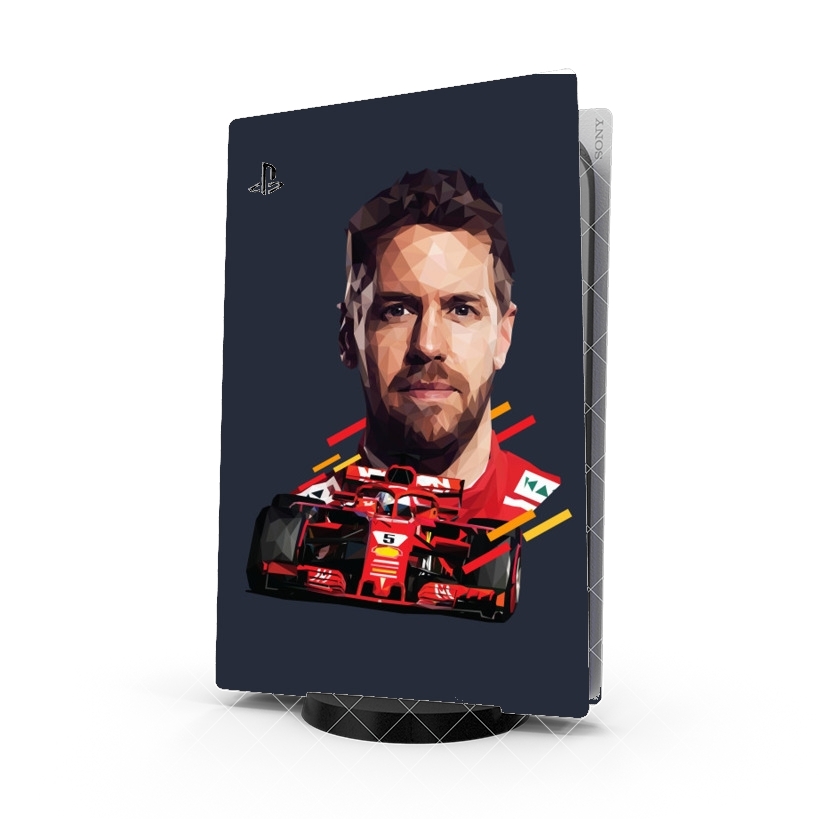 Autocollant Playstation 5 - Skin adhésif PS5 Vettel Formula One Driver