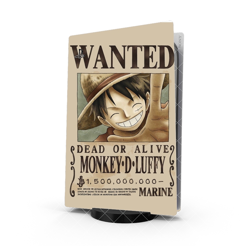 Autocollant Playstation 5 - Skin adhésif PS5 Wanted Luffy Pirate