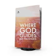 Autocollant Playstation 5 - Skin adhésif PS5 Where God guides he provides Bible