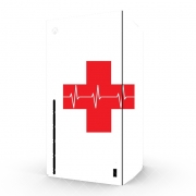 Autocollant Xbox Series X / S - Skin adhésif Xbox Croix de secourisme EKG Heartbeat