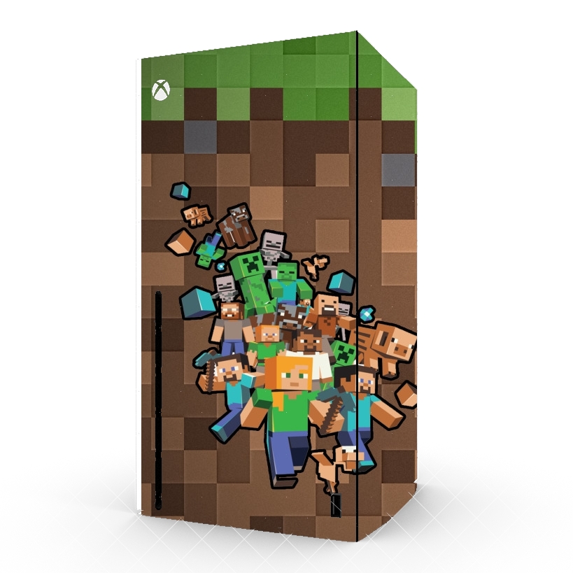 Autocollant Xbox Series X / S - Skin adhésif Xbox Minecraft Creeper Forest