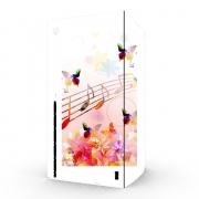 Autocollant Xbox Series X / S - Skin adhésif Xbox Notes de musique Papillon colorés