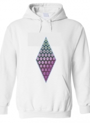 Sweat à capuche Abstract bright floral geometric pattern teal pink white