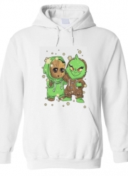 Sweat à capuche Baby Groot and Grinch Christmas