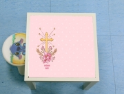 Table basse Croix avec fleurs  - Cadeau invité pour communion d'une fille
