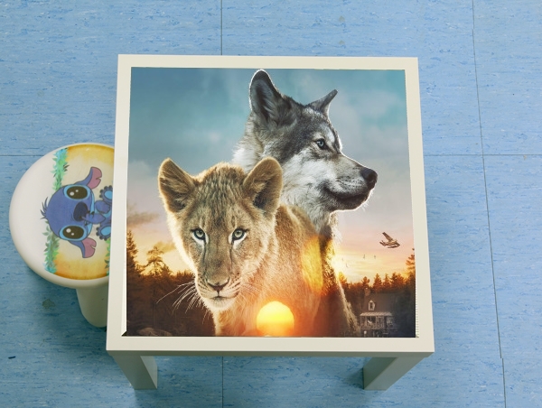 Table basse Le loup et le lion