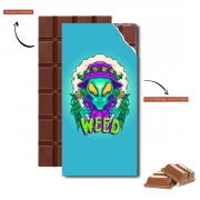 Tablette de chocolat personnalisé Alien smoking cannabis cbd