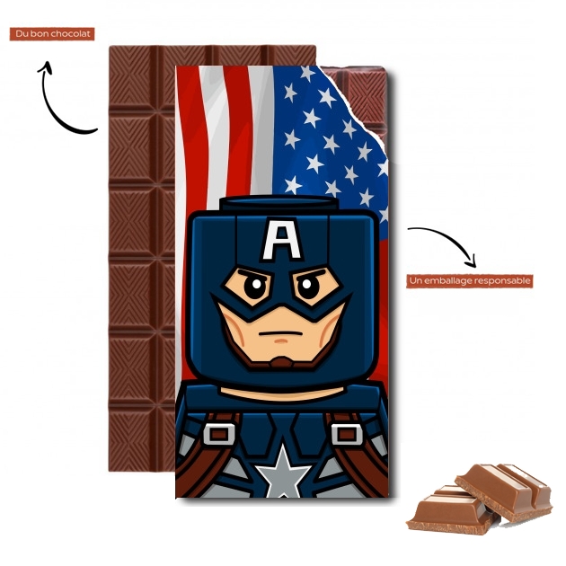 Tablette de chocolat personnalisé Bricks Captain America