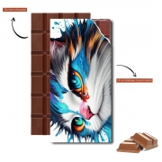 Tablette de chocolat personnalisé Eyes Cat Watercolor