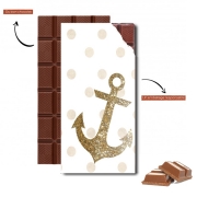 Tablette de chocolat personnalisé Glitter Anchor and dots in gold