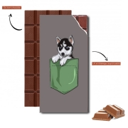 Tablette de chocolat personnalisé Husky Dog in the pocket