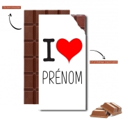 Tablette de chocolat personnalisé I love Prénom - Personnalisable avec nom de ton choix