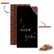Tablette de chocolat personnalisé I love you texte rainbow