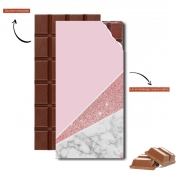 Tablette de chocolat personnalisé Initiale Marble and Glitter Pink