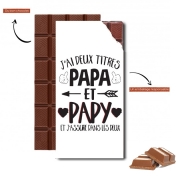 Tablette de chocolat personnalisé J'ai deux titres Papa et Papy et j'assure dans les deux
