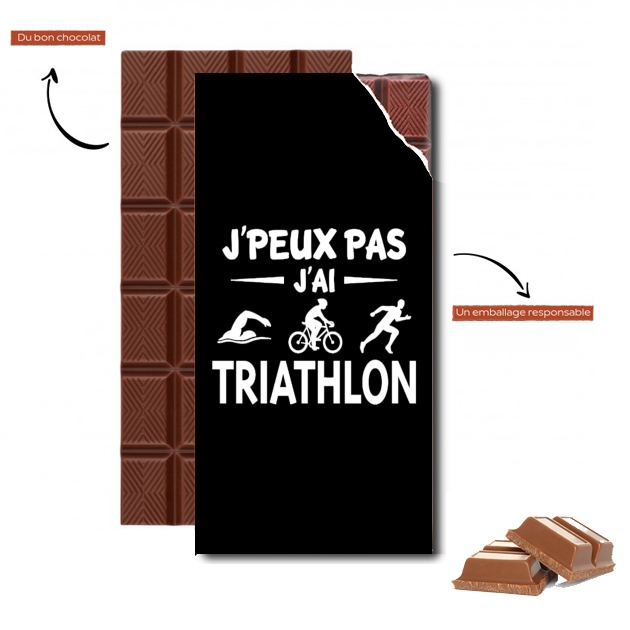 Tablette de chocolat personnalisé Je peux pas j ai Triathlon