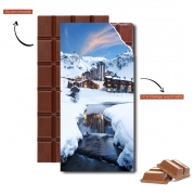 Tablette de chocolat personnalisé Llandscape and ski resort in french alpes tignes
