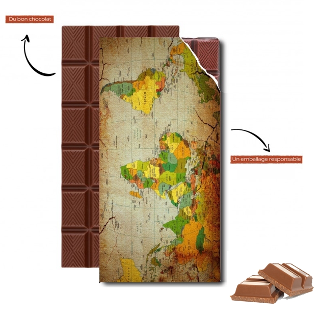 Tablette de chocolat personnalisé mappemonde planisphère