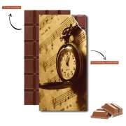 Tablette de chocolat personnalisé Montre a gousset ancienne sur partition de musique