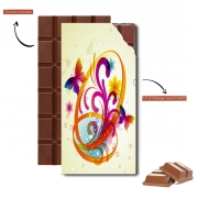 Tablette de chocolat personnalisé Papillon Abstract avec fleurs