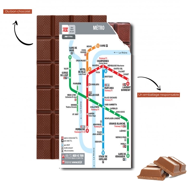 Tablette de chocolat personnalisé Plan de metro Lyon