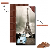 Tablette de chocolat personnalisé Romance à Paris sous la Tour Eiffel