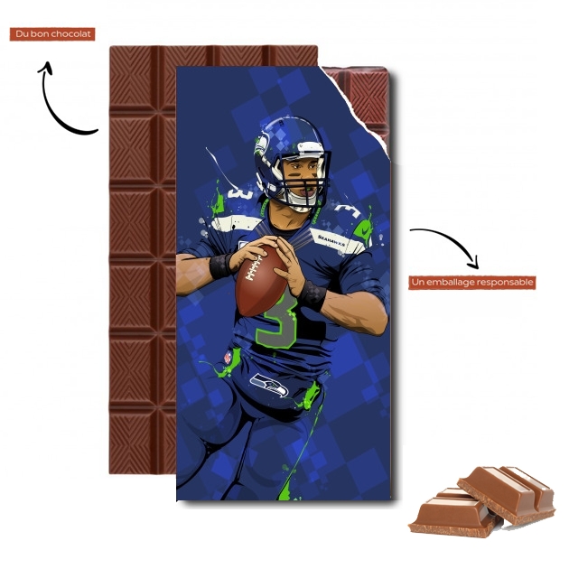 Tablette de chocolat personnalisé Seattle Seahawks: QB 3 - Russell Wilson