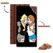 Tablette de chocolat personnalisé Sisters Selfie Tatoo Punk Elsa Anna