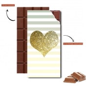 Tablette de chocolat personnalisé Sunny Gold Glitter Heart