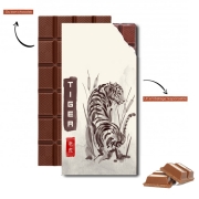 Tablette de chocolat personnalisé Tiger Japan Watercolor Art