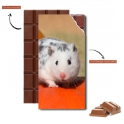 Tablette de chocolat personnalisé Hamster dalmatien blanc tacheté de noir