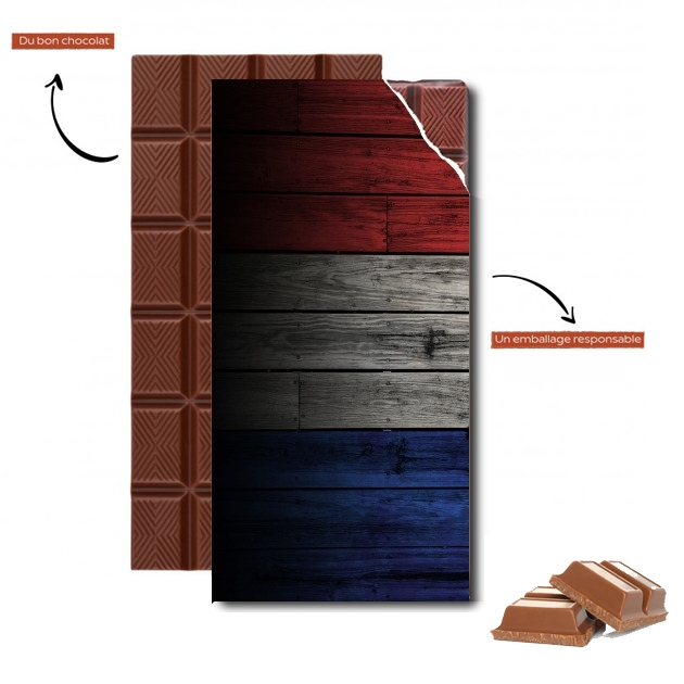 Tablette de chocolat personnalisé Drapeau France sur bois