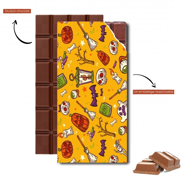 Tablette de chocolat personnalisé Yellow Halloween Pattern
