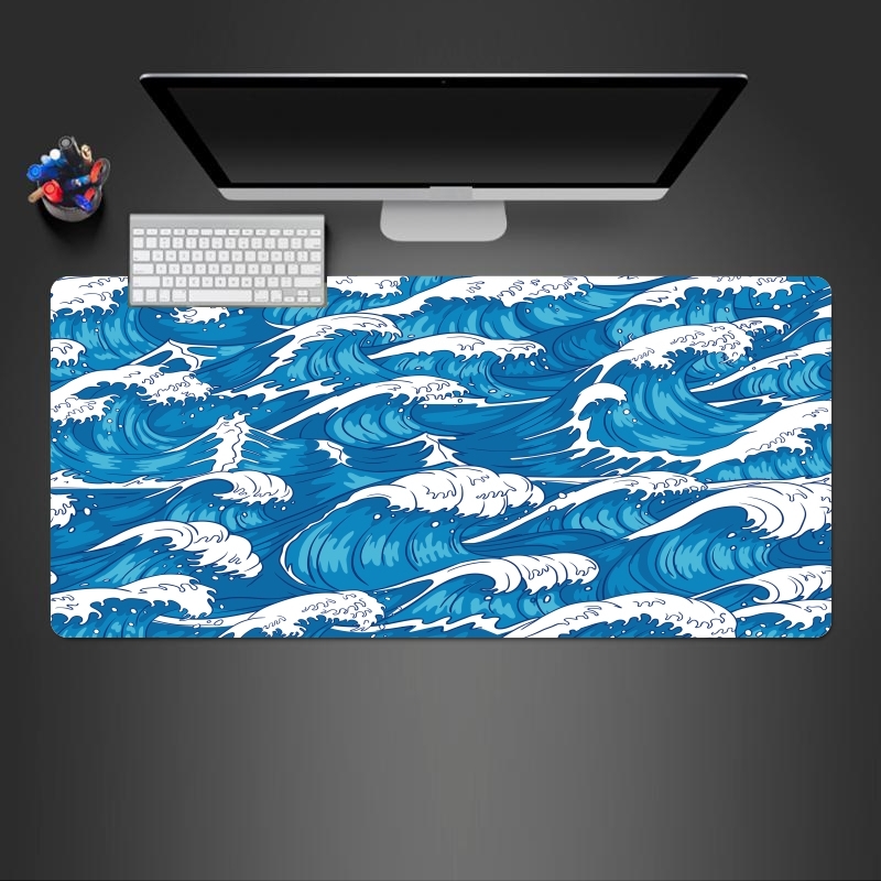 Tapis de souris géant Storm waves seamless pattern ocean