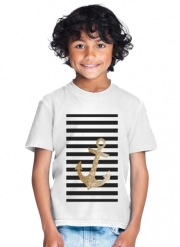 T-Shirt Garçon gold glitter anchor in black