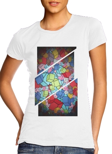 T-Shirt Manche courte cold rond femme Abstract Cool Cubes