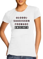 T-Shirt Manche courte cold rond femme Alcool Saucisson Fromage Enceinte