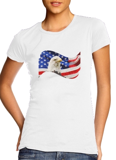 T-Shirt Manche courte cold rond femme American Eagle and Flag
