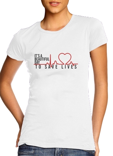 T-Shirt Manche courte cold rond femme Beautiful Day to save life