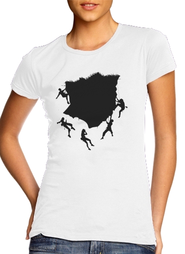 T-Shirt Manche courte cold rond femme climbing mountain vector