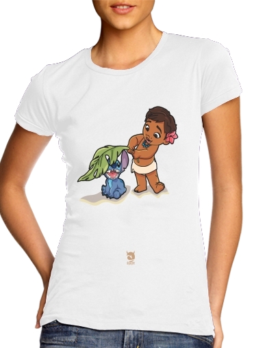 T-Shirt Manche courte cold rond femme Disney Hangover Moana and Stich