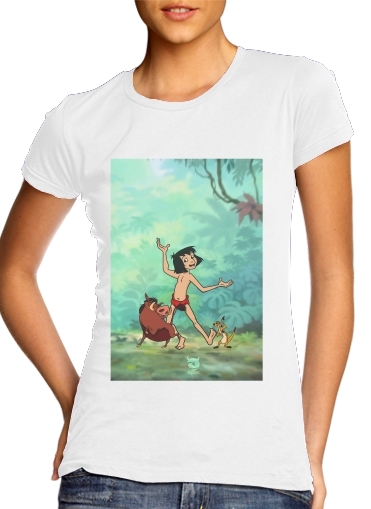 T-Shirt Manche courte cold rond femme Disney Hangover Mowgli Timon and Pumbaa 